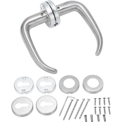 Poignée de porte en acier inoxydable brossé nickel satiné forme corne de bœuf pour chambre d’invité (1/5)