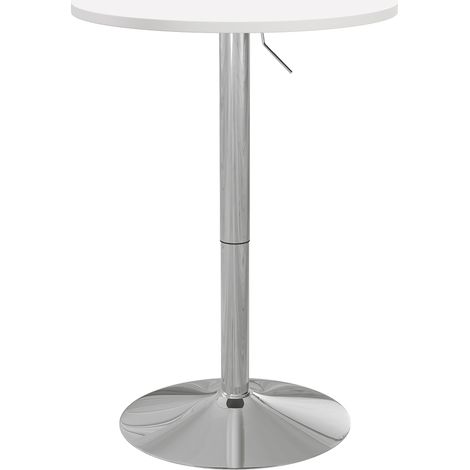 Table de bar ronde haute réglable 69-91 cm, plateau tournant 360° blanc argenté, table de cuisine ajustable design (1/5)