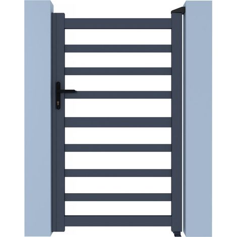 Habitat Et Jardin – Portillon aluminium ajouré 100 x 180 cm – Résistant aux intempéries – Design contemporain – Finition grise élégante (1/4)