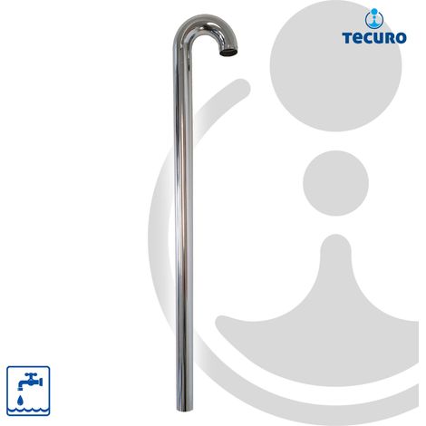 tecuro Abgangsrohr - Bodenrohr, Länge 680 mm 180° Bogen - Messing verchromt (1/4)