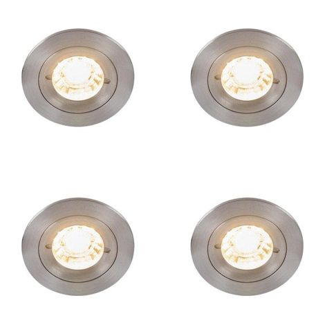 QAZQA Xena spot encastré - set de 4 - 8x8cm - IP44 - rond - acier (1/5)
