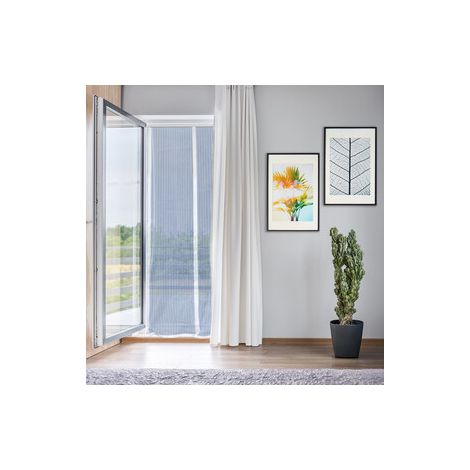 Zanzariera magnetica per balcone Lusso in poliestere indeformabile cm 140x240h con strisce magnetiche chiusura automatica bianca