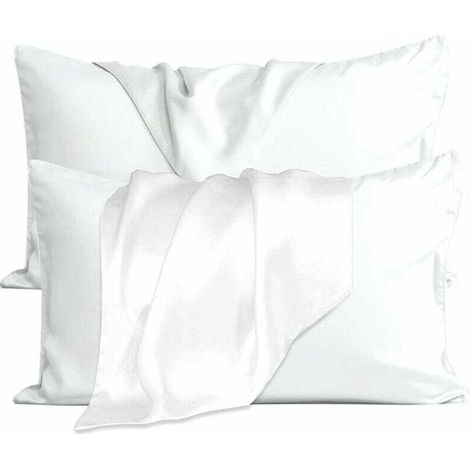 Ulisem 5176cm taie d'oreiller en soie pour les cheveux et la peau. Housse de coussin zippée double face en pure soie de mûrier 19 Momme (blanc) sans âme 1 paire (1/4)