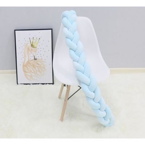 3M Tour de Lit Bébé Coussin Serpent Coussin Tressé Pare-chocs Velours Tour de Canapé Souple Bleu (1/2)