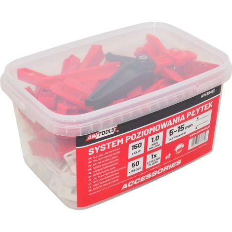 AWTOOLS SYSTEM POZIOMOWANIA BRAMKOWY 1,0mm 150+50szt.+SZCZ.REG.(BRAMKA 5-15mm + KLIN + SZCZYPCE)