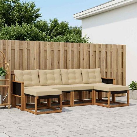 vidaXL Set di divani da esterno 6 pz Naturale e Beige (1/5)