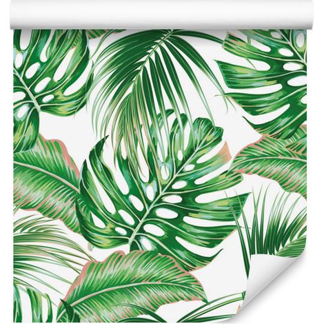 Papel pintado de hojas exóticas y coloridas para salón y dormitorio, 50x1000 cm. (1/5)