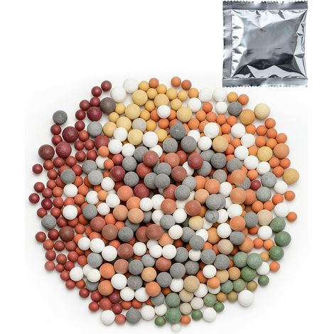 Anti Calcaire pour Douche, 1 Paquet de Billes Minérales pour Filtre de Pommeau de Douche, 20 Types de Billes Filtrantes, Filtre Pommeau de Douche, Purifie l'Eau, Équilibre le pH pour Douchette (1/5)