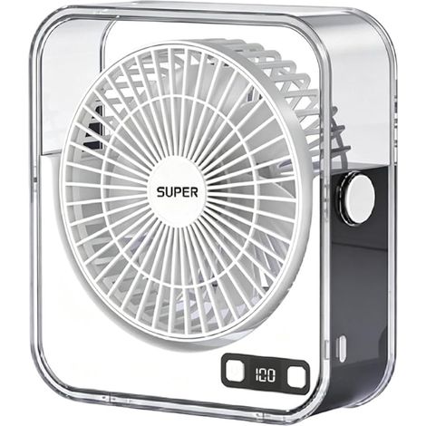 Générique Ventilateur de bureau Rechargeable à Vitesse Réglable Ventilateur Personnel pour table, bureau, maison, voyage, comptoir, croisière, extérieur, camping, gym, (1/5)