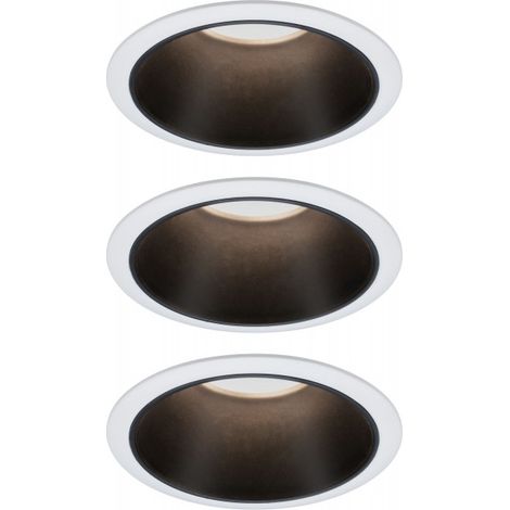 Paulmann 93402 Cole Coin Spot encastrable jeu de 3 LED 6 W blanc, noir Q692472