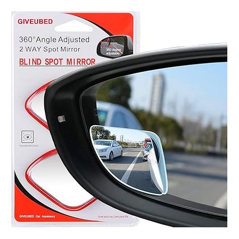 Miroir d'angle mort, miroir d'angle mort incurvé sectoriel, miroir grand angle verre, rétroviseur convexe réglable à 360° sans cadre pour voitures, camions et SUV grand secteur (1/5)