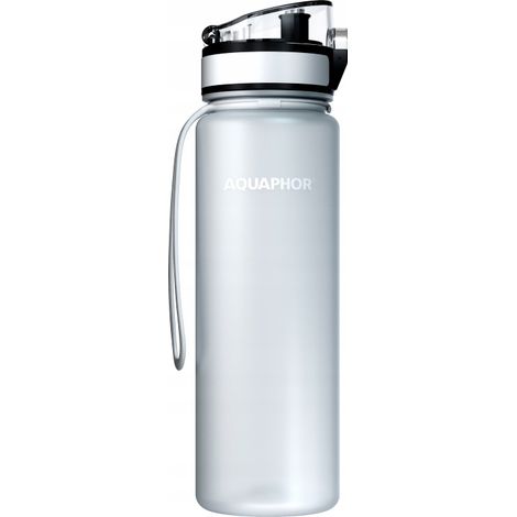 Gourde filtrante Aquaphor City 0,5 l, blanche, idéale pour l'école, le travail et l'entraînement. (1/5)
