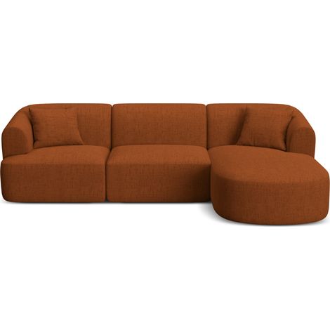 Canapé d'angle droit modulable 4 places tissu structurel brique (1/5)