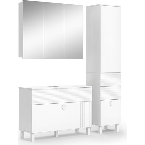Badmöbel-Set Sola, Weiß, 3 Teile, mit Hochschrank, Vicco