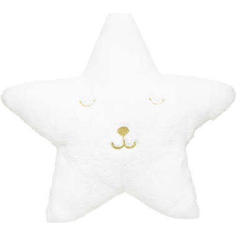 Coussin Imitation Fourrure Étoile 39x39cm Blanc (1/2)