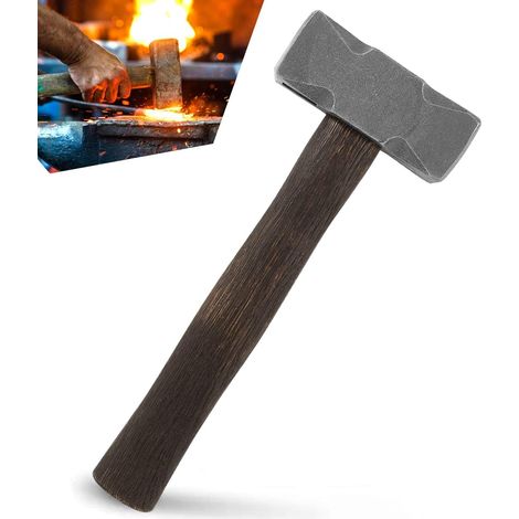 Marteau carré de forge de 2,2 lb avec double surface de frappe - pour les couteaux à enclume forgeron (1/5)