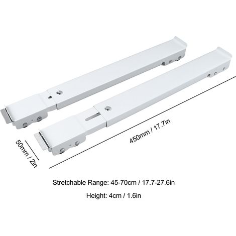 Ortviai Roulettes Mobiles pour Machine à Laver – 2 Pièces, Support Réglable Blanc avec Frein, Charge Max 300 kg, 16 Roues Silencieuses (1/4)
