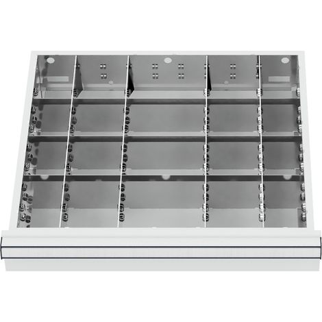 STIER Schubladeneinteilung Metalleinteilung BLH 100/125 mm Innenmaß 500x450 mm 20 Fächer 6 x TW 75
