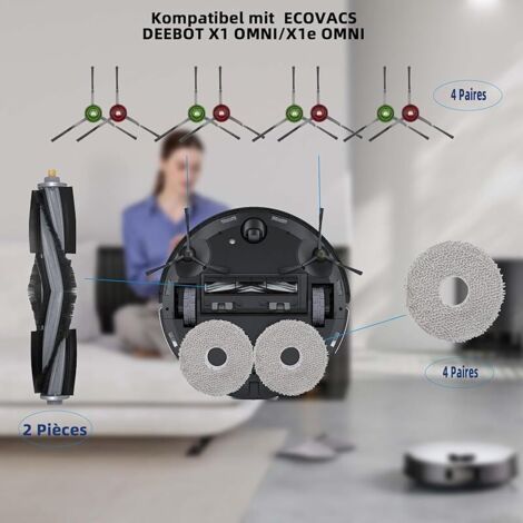 Kit di ricambio 24 pezzi per aspirapolvere, 2 spazzole principali, compatibile con Ecovacs DEEBOT X1 Omni, X1e Omni, X1 Turbo (1/4)