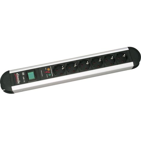 Bachmann 331013 Überspannungsschutz-Steckdosenleiste 6fach Aluminium, Schwarz Schutzkontakt 1 St. (1/4)