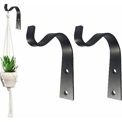 Set mit 2 Metall-Wandhaken, Hängepflanzenhalterungen (schwarz) (1/5)