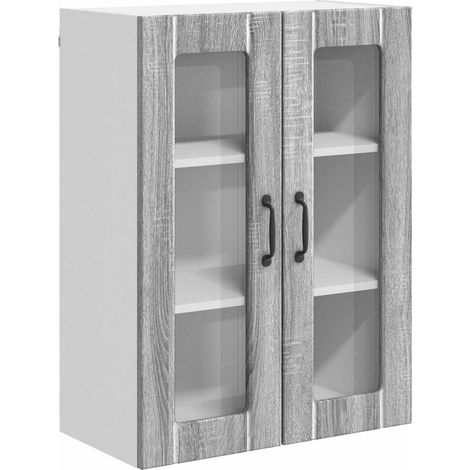 Maison Exclusive - Mobile in vetro da parete LUCCA Grigio Sonoma 60 x 31 x 80 cm