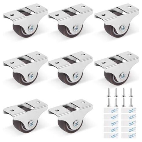ALLIANDIS8pcs Roulettes Pivotantes Pour Meubles avec Vis, Roulettes pour Meubles, roulettes en caoutchouc 25 mm pour meubles, Roulette Sans Traces au Sol pour Chariotpour appareils et équipements (1/4)