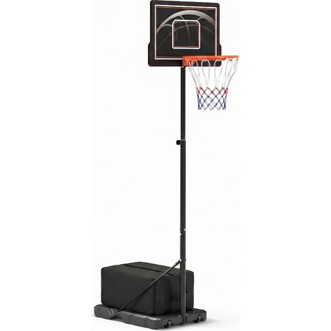 Système de panier de basket portable et réglable - Hauteur : 253 à 362 cm (8,3 à 11,9 pieds) - Panneau en PC transparent de 76 x 50 cm - Mât en acier, socle remplissable et roulettes, filet résistant (1/5)