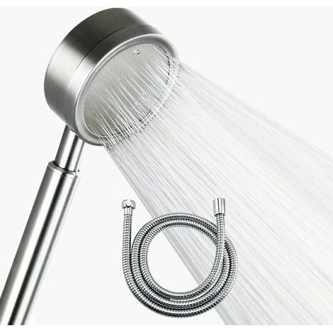 Cabezal de ducha a presión de acero inoxidable 304 y manguera de 1,5 m, cabezal de ducha ahorrador de agua, cabezal de ducha para baño (cabezal de ducha + manguera de 1,5 m) (1/5)