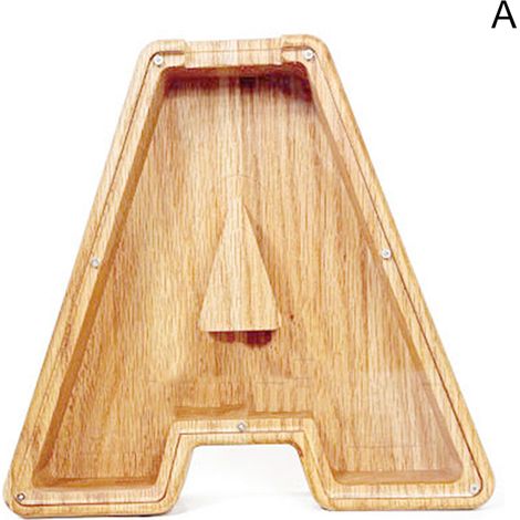 Tirelire en forme de lettre, en bois et acrylique, pour pièces de monnaie, décoration de table, décoration pour chambre d'enfant, lettre. (1/4)