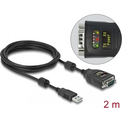 Adaptador USB 2.0 Tipo-A a Serie RS-232 D-Sub 9 pines 2,5 kV Aislamiento GalvÃ¡nico 2 m