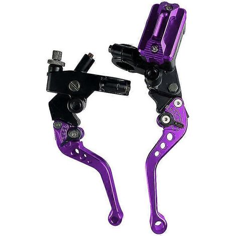 Paire de leviers de maître-cylindre d'embrayage et de frein universels 7/8" (22 mm) pour moto, scooter, moto tout-terrain - violet (1/5)