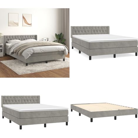 Boxspringbett mit Matratze Hellgrau 140x190 cm Samt - Samtbett - Boxspringbett - Doppelbett - Schlafzimmermöbel - Luxusbett - Home & Living (1/5)