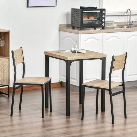 MEUBLIV Juego de mesa de comedor 60x60 cm natural – ahorro de espacio, 3 piezas (1/5)