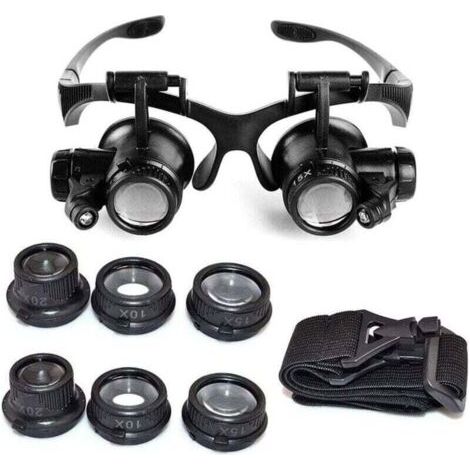 FENOPLASTICAVente chaude-Loupe Serre Tête Loupe Frontale Lunettes grossissantes Allumage LED Grossissements de 10x, 15x, 20x et 25x,de (1/4)