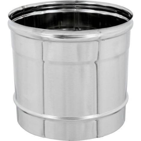 MAKA Tubo per Canna Fumaria, Modulo Lineare 250 mm in Acciaio Inox, Tubo Fumo Monoparete per Stufa a Legna Pellet e Caldaia, Innesto Maschio-Femmina AISI 304 Ø 100 mm (1/5)