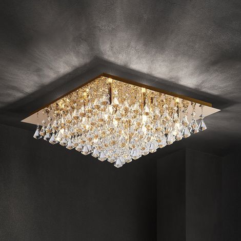 [NEUWERTIG] B-Ware Lindby Rimedia Kristall Deckenleuchte Deckenstrahler Gold 55 Cm Lampe Leuchte