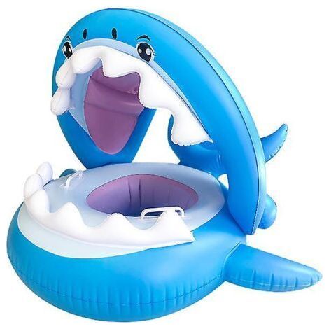 Bouée gonflable en PVC pour bébé, en forme de requin, avec toit gonflable, pour enfants de 6 à 36 mois. (1/5)