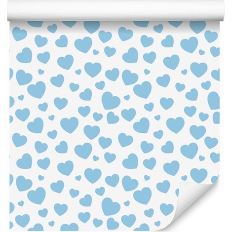 Papier peint Cœurs Azur et Blanc 50x1000 cm (1/5)