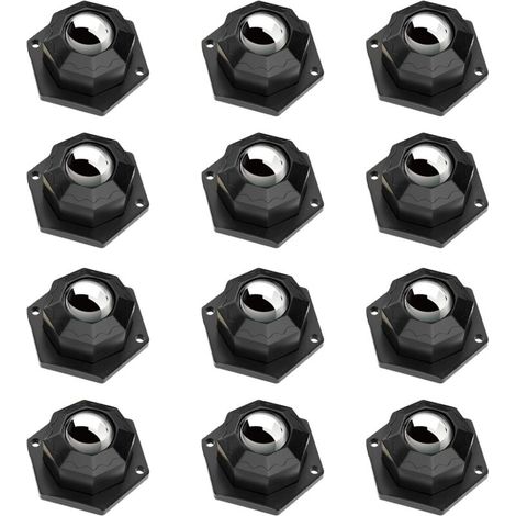 Bardusch 12 pièces Roulettes pour Meubles Adhésives Roulette Charge Lourde Roulette Pivotante avec Vis pour Petits Meubles, Boîte de Rangement, Étagères (Noir) (1/5)