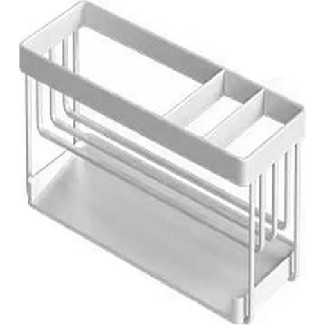 Organisateur d'évier - Modèle Blanc - Fer Robuste - Égouttoir Éponge avec Bac à Eau - Gain de Place Comptoir et Rebord Fenêtre (1/5)