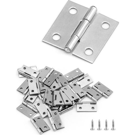 Lot de 40 mini charniere 25 mm, charnières de portes, charnières de meubles, acier inoxydable, avec 160 vis pour réparation de porte, fenêtre (1/5)