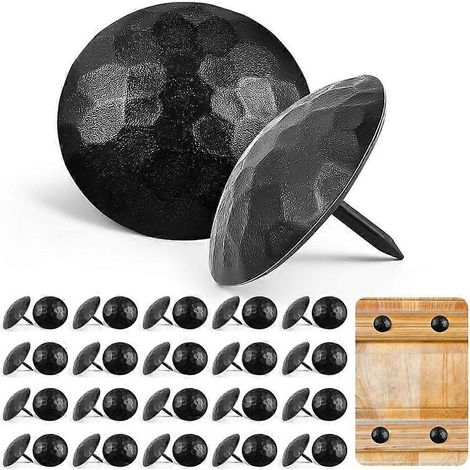 50 gros clous décoratifs en fer noir de 1,5 pouce, rivets en fer vintage, accessoires décoratifs de style campagnard.