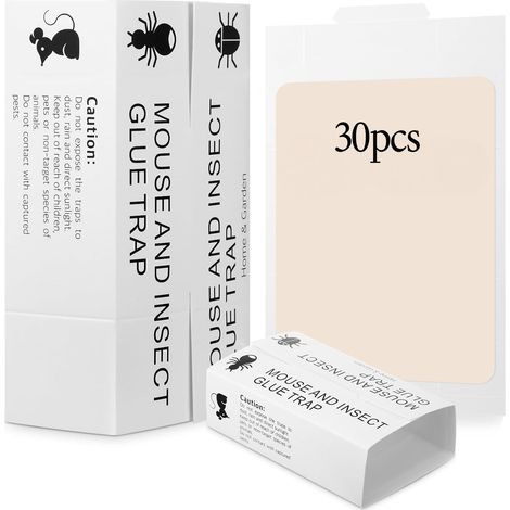 30 pièges collants pour rongeurs et insectes, pièges à colle pour insectes, pièges à souris collants, adaptés aux araignées, aux mites et aux cafards. (1/5)