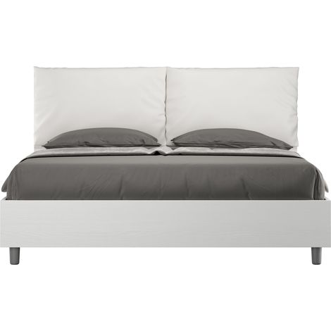 Letto Matrimoniale 160x190 cm con Rete e Contenitore Antea Egos Bianco (1/4)