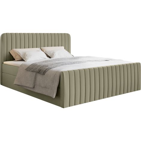Selsey Saliano - Boxspringbett 160x200 mit Bettkasten, Topper und Chenille-Bezug, Olivgrün (1/5)