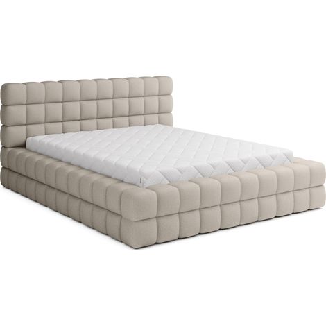 Lit avec coffre de rangement Kaizer prestige – Revêtement tissu capitonné-Beige-160x200 (1/5)
