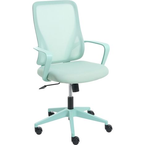 Sedia da scrivania da ufficio girevole altezza regolabile schienale reclinabile rivestimento in rete verde menta Luma