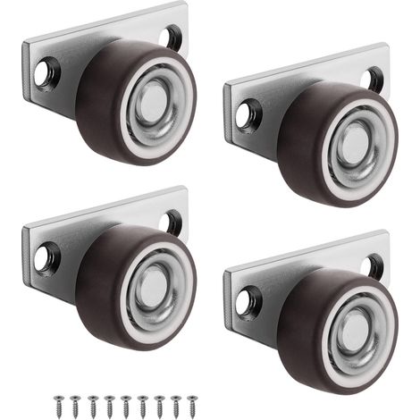 Lot de 4 roulettes pivotantes en caoutchouc pour meubles - Petites roulettes pivotantes universelles silencieuses - Roues en nylon avec corps en tôle d'acier épais - Roulettes universelles - Petites (1/4)