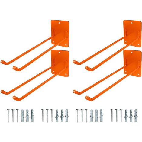 Lot de 4 crochets de garage robustes en fer massif avec revêtement en PVC pour une organisation durable des outils (1/5)